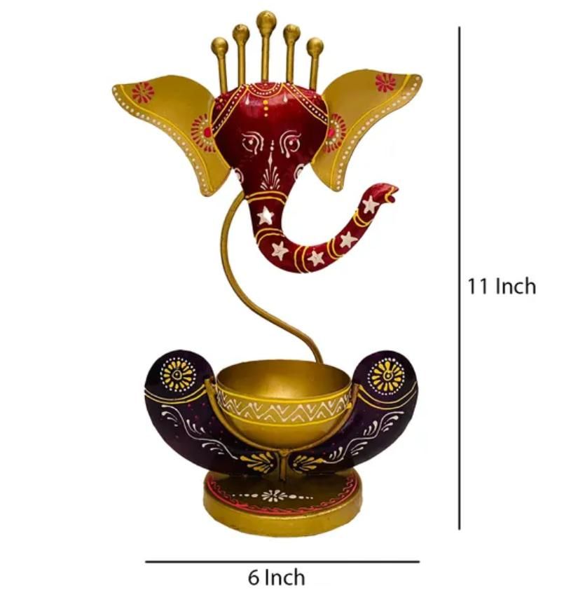 Intricately Crafted Lord Ganesha Idol with Tealight Candle Holder