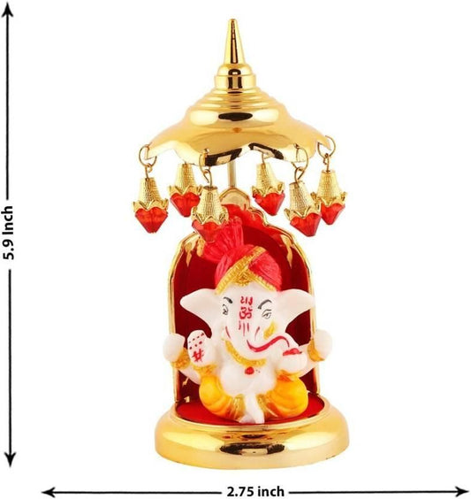 Lord Ganesha Statue - Marble Decorative Showpiece - 14.986 cm (Polyresin, Multicolor)