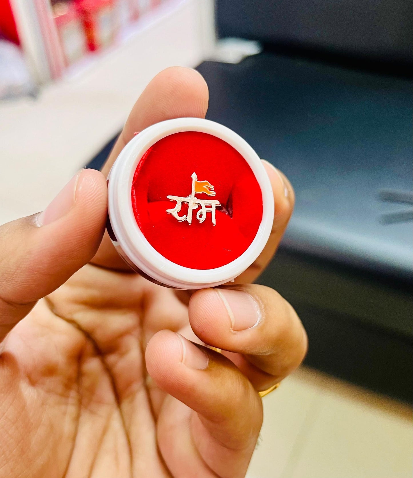 Single Shree Ram Silver Earring for Men