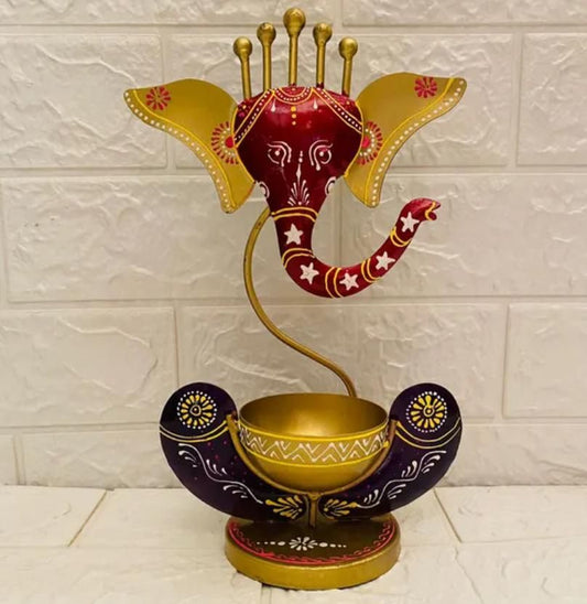 Intricately Crafted Lord Ganesha Idol with Tealight Candle Holder