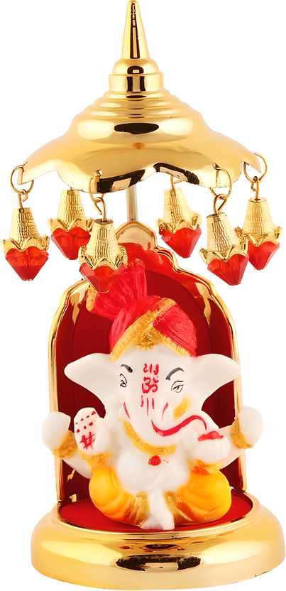 Lord Ganesha Statue - Marble Decorative Showpiece - 14.986 cm (Polyresin, Multicolor)