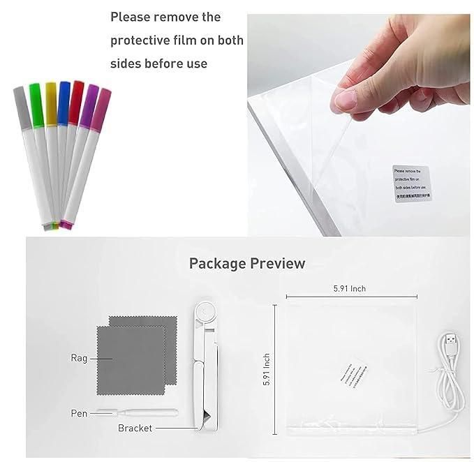 3D LED Light Glass Acrylic Writing Pad for Creative Acrylic Paint on Glass Design