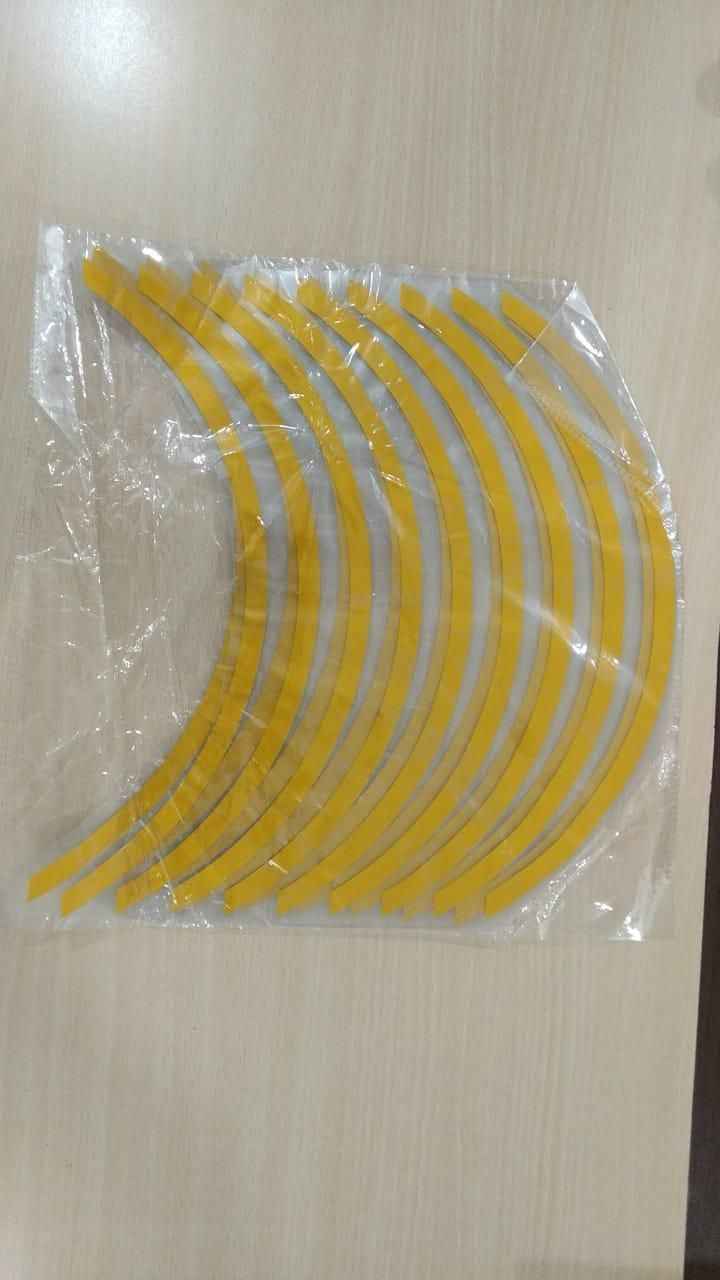 Car Bike Tyre & Body Reflective Stickers (18 stripes of Yellow Colour)
