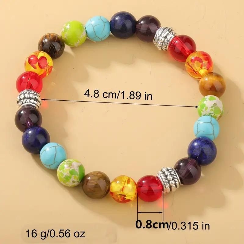 Classic 7 Beads Bracelet Natural Agates Bracelets Jewelry(Pack Of 2) - Kaufivo