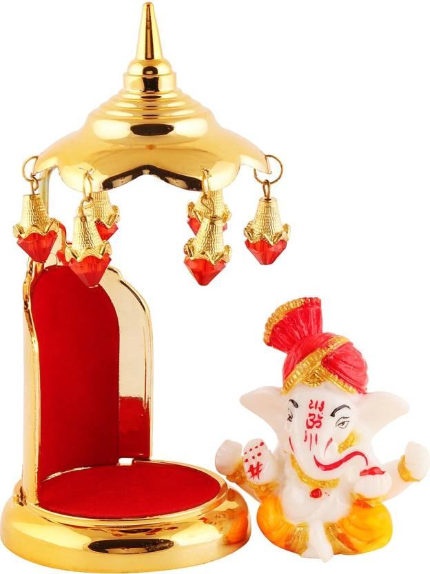 Lord Ganesha Statue - Marble Decorative Showpiece - 14.986 cm (Polyresin, Multicolor)