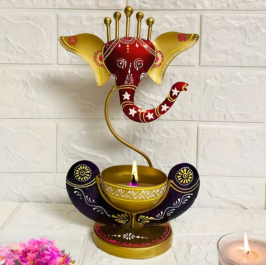 Intricately Crafted Lord Ganesha Idol with Tealight Candle Holder