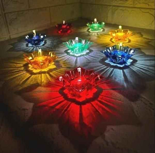 3D Reusable Reflective Shadow Colourful Diya (Pack of 4/12/24)